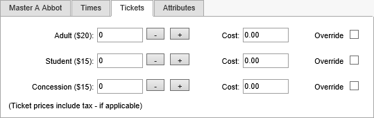 Excursion Maintenance - Attendees bar - Tickets tab (Tickets area, synweb)