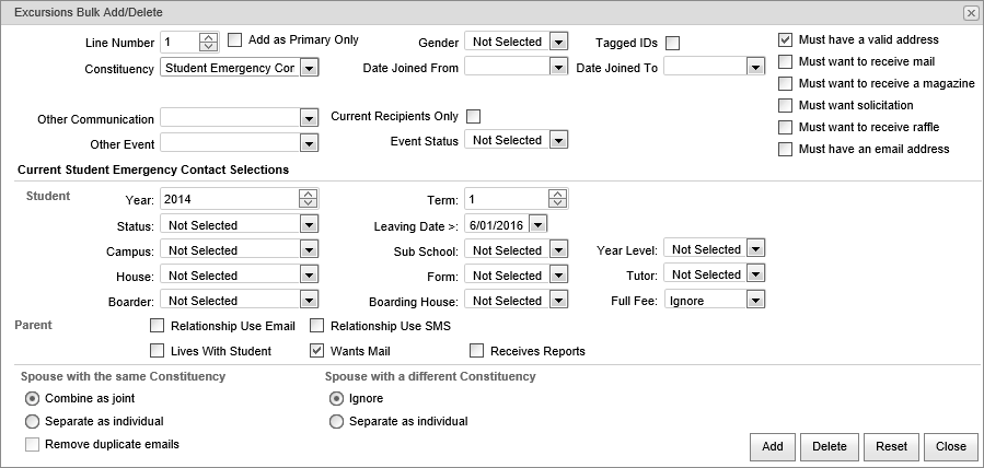Excursions Bulk Add-Delete (student emergency contact)