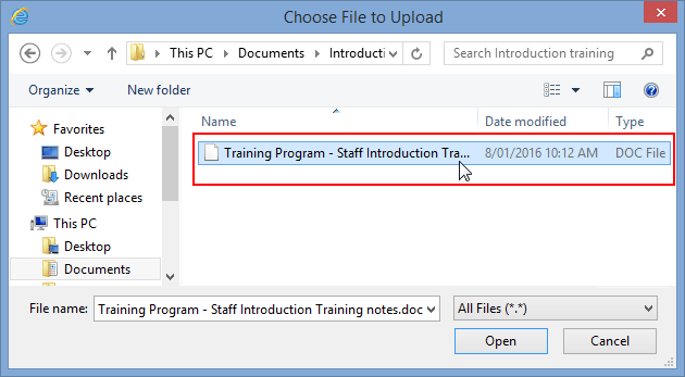 File Upload window