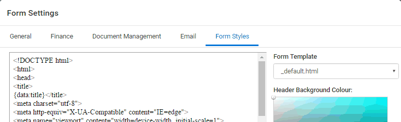 Form Settings window - Form Styles tab (cut-down)