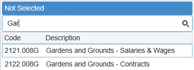 General ledger search field (synweb)