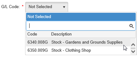GL Code field (Purchase Order Requisitions)