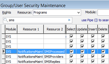 Group User Security Maintenance (NotificationsMaint)