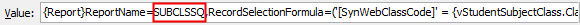HotReportsClassMaint configuration setting (report code highlighted)