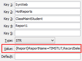 HotReportsClassMaintStudent configuration setting