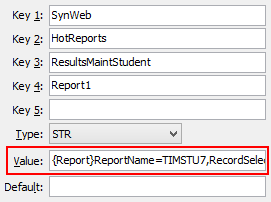 HotReportsResultMaintStudent configuration setting