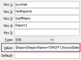 HotReportsStaffMaint configuration setting