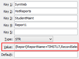 HotReportsStudentMaint configuration setting