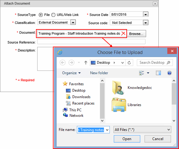 Import Document window (reselect document)