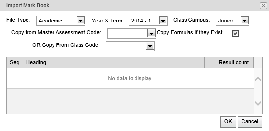 Import Mark Book (synweb, cutdown for table)