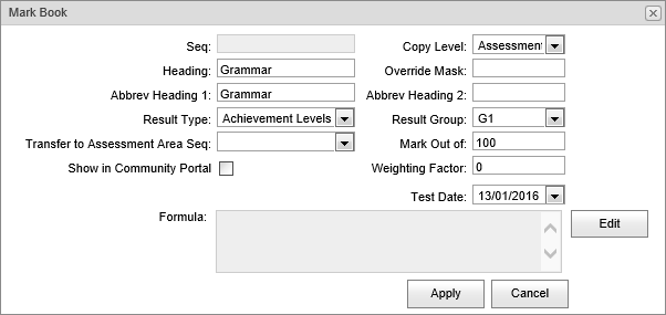 Mark Book window (editing, synweb)
