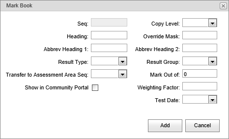 Mark Book window (synweb)