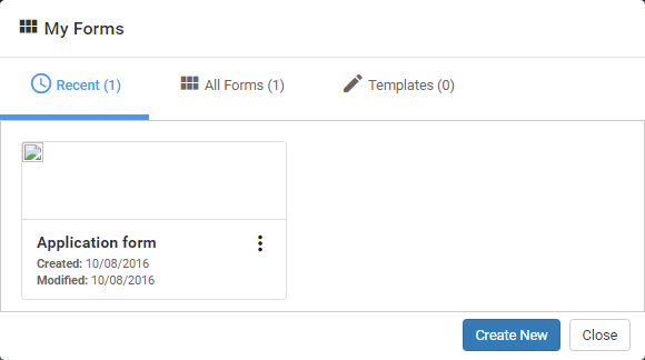 My Forms window