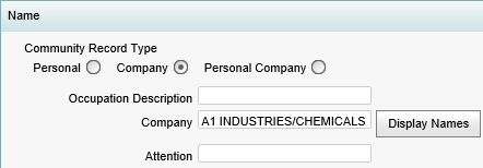 Name bar (company fields)