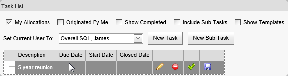 New subtask (selecting parent task)