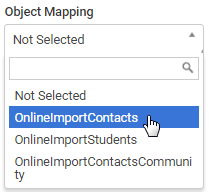 Object Mapping drop-down list