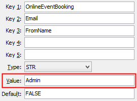 OnlineEventBooking FromName configuration setting