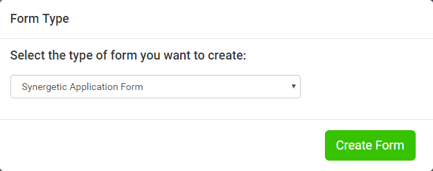 Online Form Editor (Create new, Form Type window)