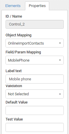 Properties tab (Test value)