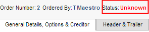 Purchase Orders Maintenance (synweb, status at top highlighted for wn v65)