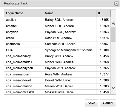 Reallocate Task window (synweb)