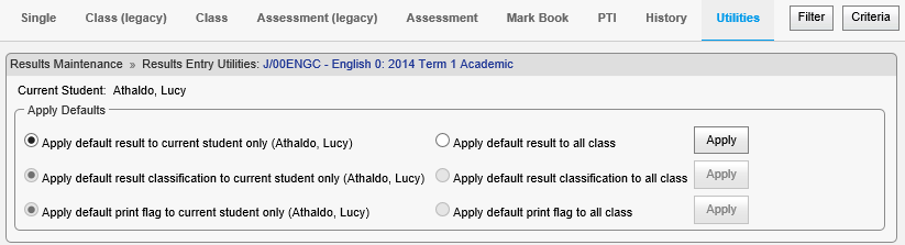 Results Maintenance - Assessment window