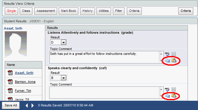 Results Maintenance - Copy Paste (pre copy synweb)