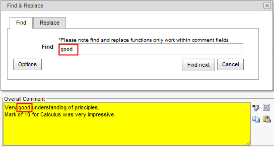 Results Maintenance - Find & Replace (search result example)