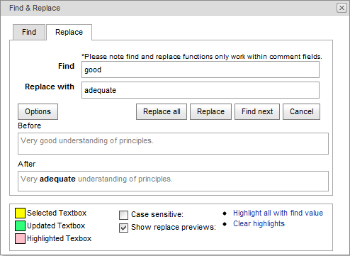Results Maintenance - Find & Replace (Show replace previews true)