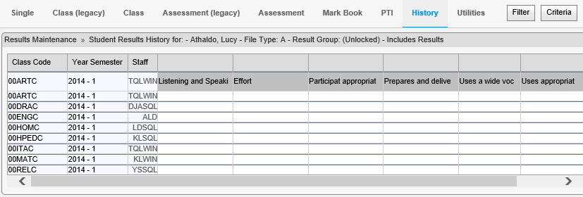 Results Maintenance - History (synweb)