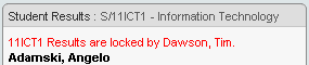 Results Maintenance - Results are locked (synweb)
