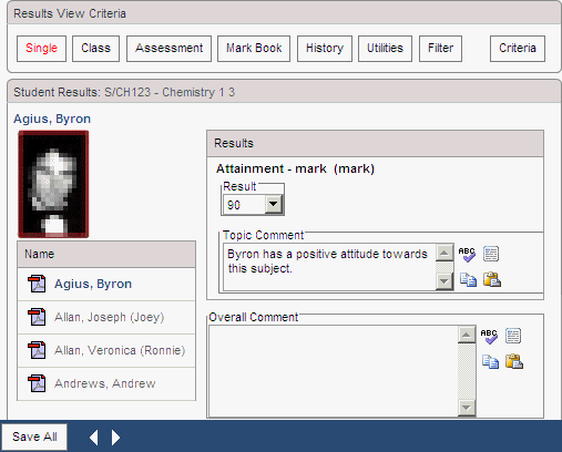 Results Maintenance - Single (synweb, comment bank insert)