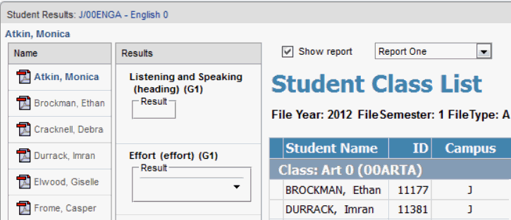 Results Maintenance - Single Student (synweb, report shown, small)