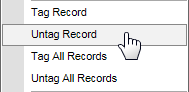 Right click menu (select Untag Record)