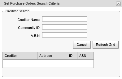 Search purchase orders (Creditor Search)