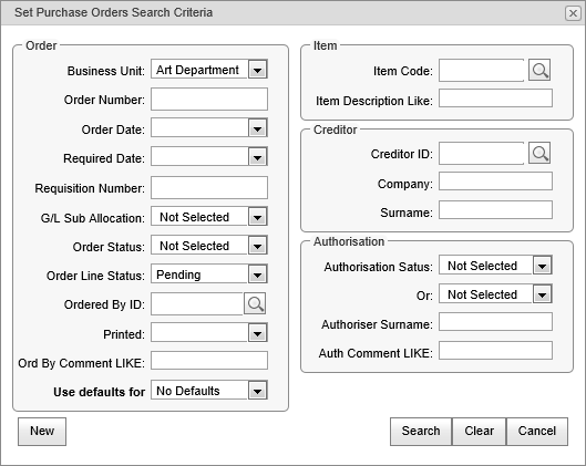 Search Purchase Orders (synweb)