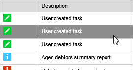 Selecting a task message (Action Centre, synweb)