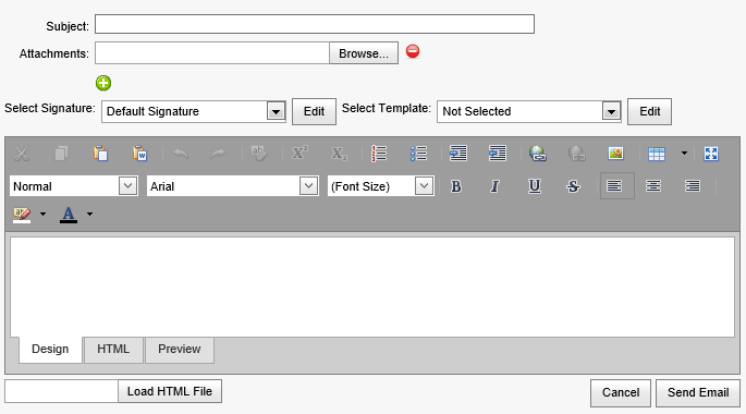 Send email window Email HTML Raw editor Design tab (synweb).gif
