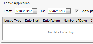 Staff Kiosk - Leave tab - Leave Application area (cut down)