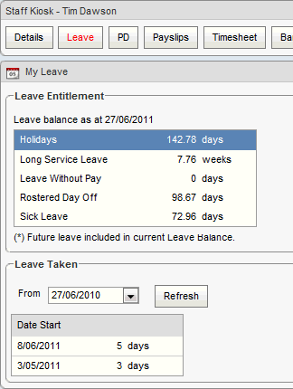 Staff Kiosk - My Leave window (cut down, synweb)