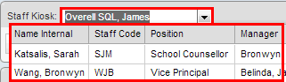 Staff Kiosk - select subordinate staff (synweb)