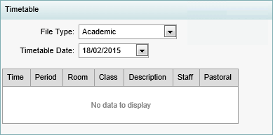 Staff Maintenance - Timetable bar