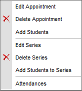 Staff Schedule Maintenance appointment menu (synweb)