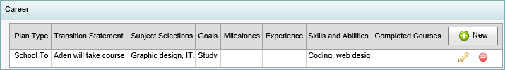 Student Maintenance - Career bar (synweb)