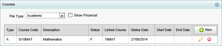Student Maintenance - Courses bar (no Seq, synweb)