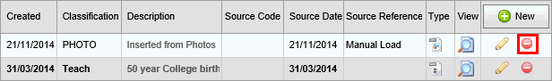 Student Maintenance - DocMan bar (grid area, delete link, SynWeb3)