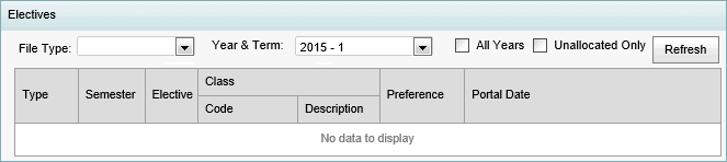 Student Maintenance - Electives bar (synweb)