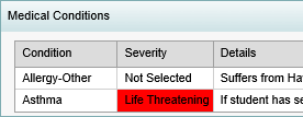 Student Maintenance - Medical Conditions bar (what's new, cut-down, synweb)