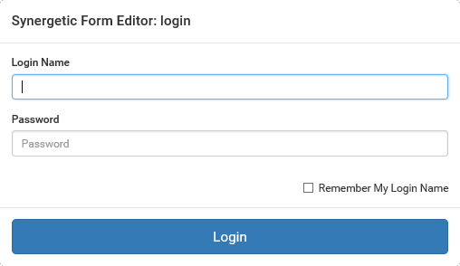 Synergetic online form editor login window