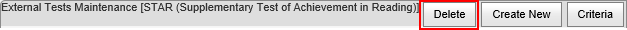 Synweb toolbar (External Test Maintenance, Delete button highlighted)